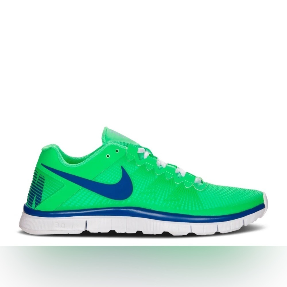 MEN’S NIKE FREE 3.0 TRAINING SHOES SIZE 10.5 IN POISON GREEN/HYPER BLUE